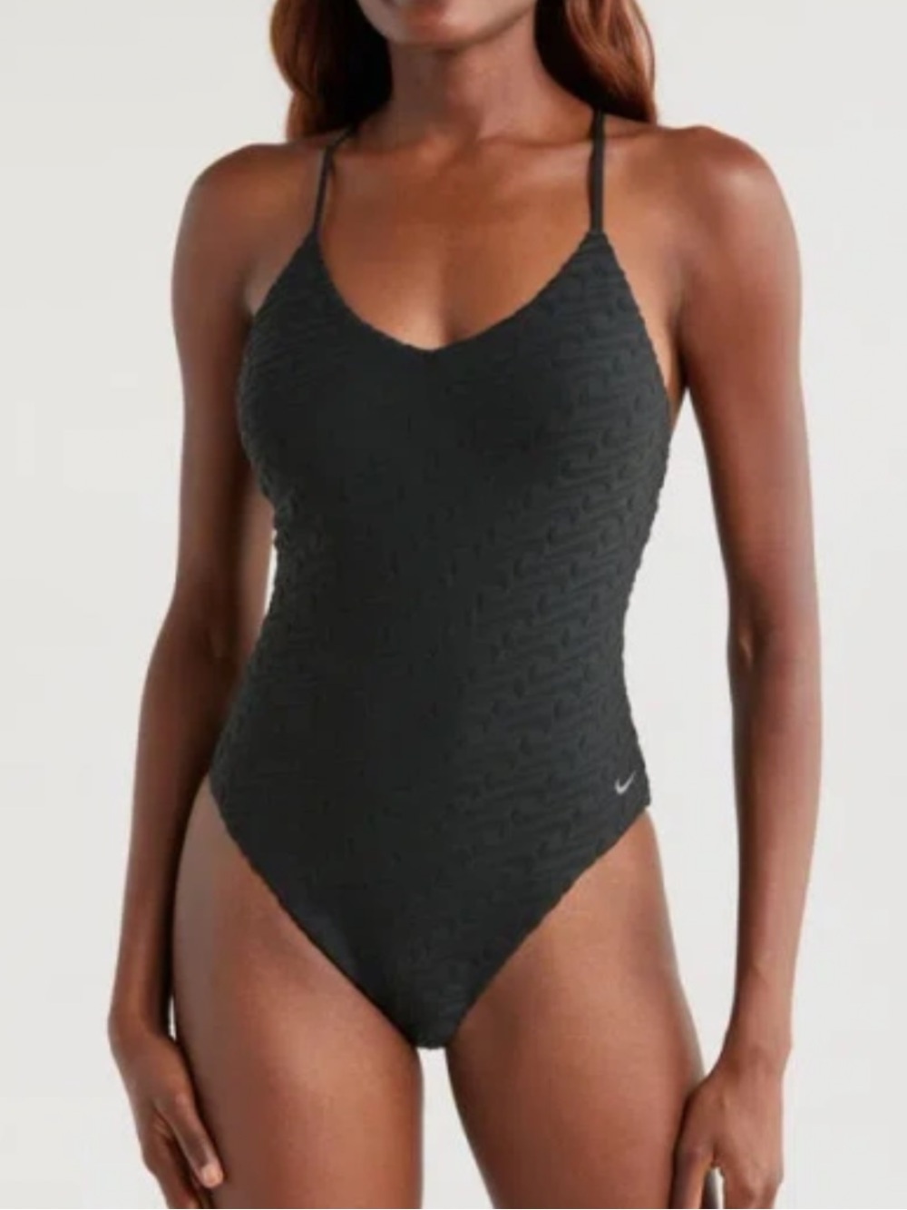 NIKE Racerback Terry One-piece Swimsuit In Black